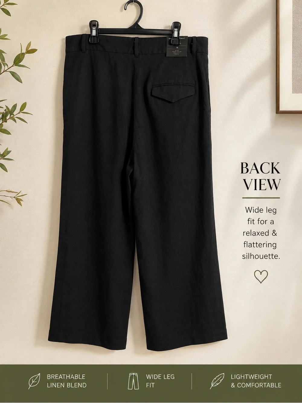 Banana Republic Black Wide Leg Linen-Blend Pants